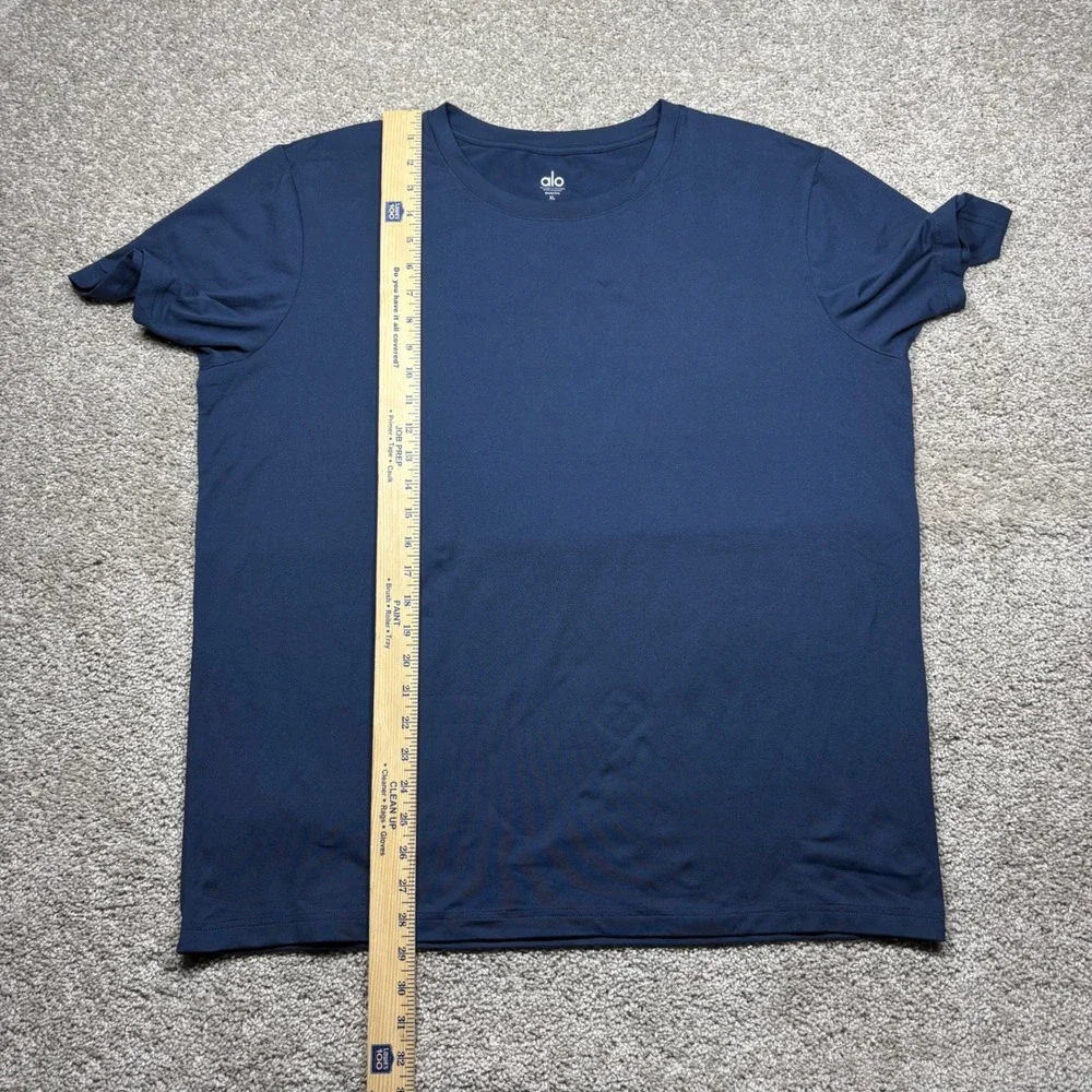 Alo Yoga Mens Navy Blue Short Sleeve Performance Crew Neck T-Shirt XL RN87370